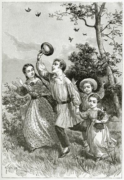 La famille, XIXe siècle (gravure en noir et blanc) - Adrien Emmanuel Marie
